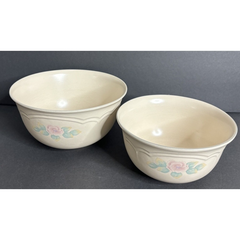 2 Pfaltzgraff Spectrum Rose Ceramic Nesting Bowls 1 Qt 2 Qt Vintage USA **READ